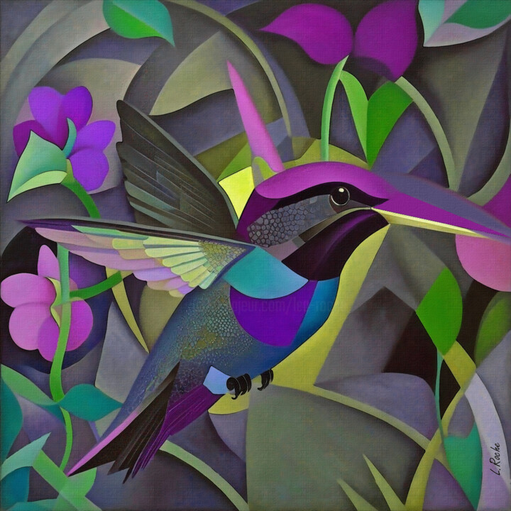 Painting titled "Colibri 24" by L.Roche, Original Artwork, Acrylic