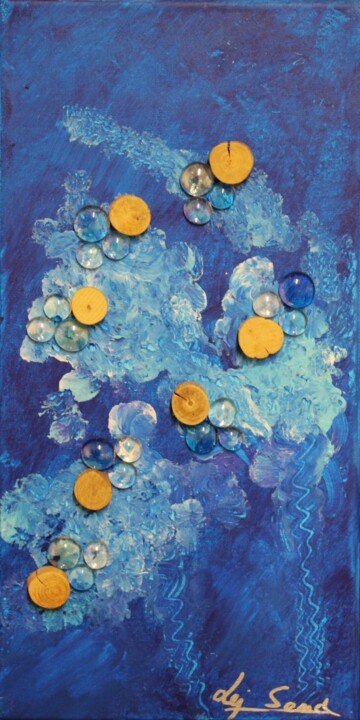 Artisanat intitulée "Bleu d’oxygène" par La Caverne De Sand, Œuvre d'art originale, Décoration de maison