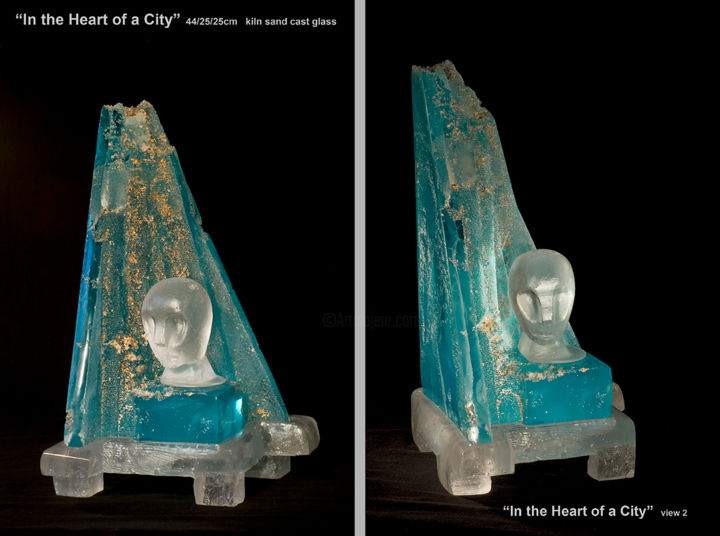 Sculpture titled "In the Heart of a C…" by Lachezar Dochev, Original Artwork, Glass