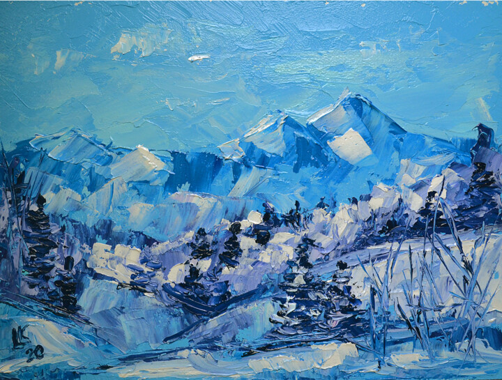 Malarstwo zatytułowany „Winter landscape wi…” autorstwa Lada Kholosho, Oryginalna praca, Olej
