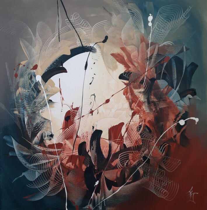 Картина под названием "FRIVOLITÉS" - La Dentellière Des Couleurs, Подлинное произведение искусства, Акрил Установлен на Дере…