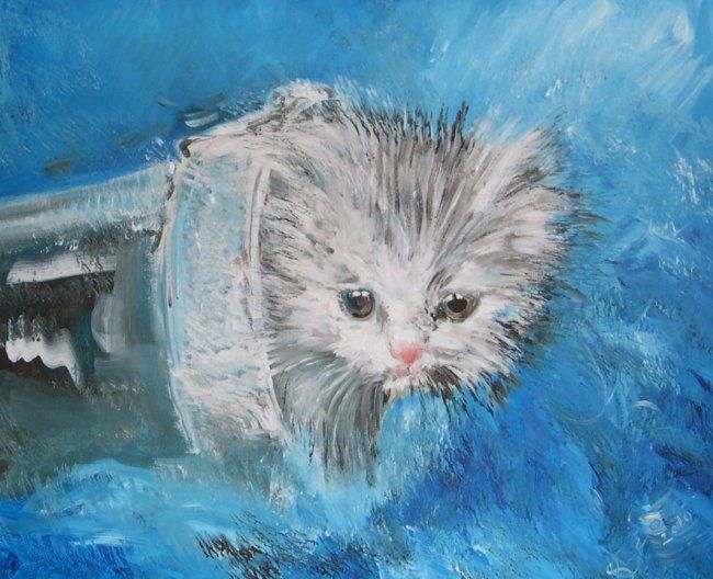 Peinture intitulée "petit chaton" par Gustave Lafond / Stavio, Œuvre d'art originale