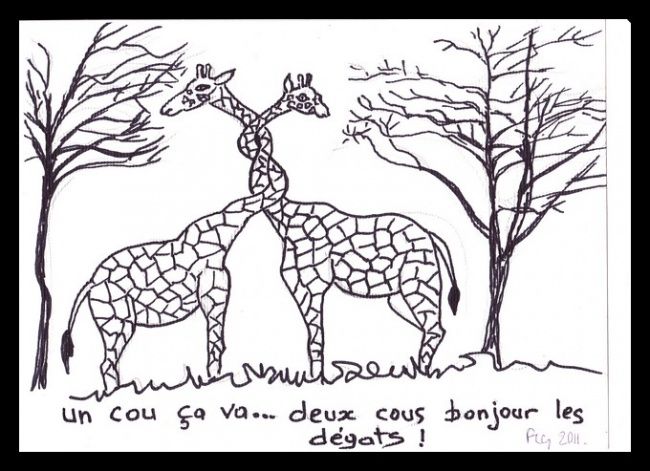 Dessin intitulée "girafes" par Lagell, Œuvre d'art originale, Autre