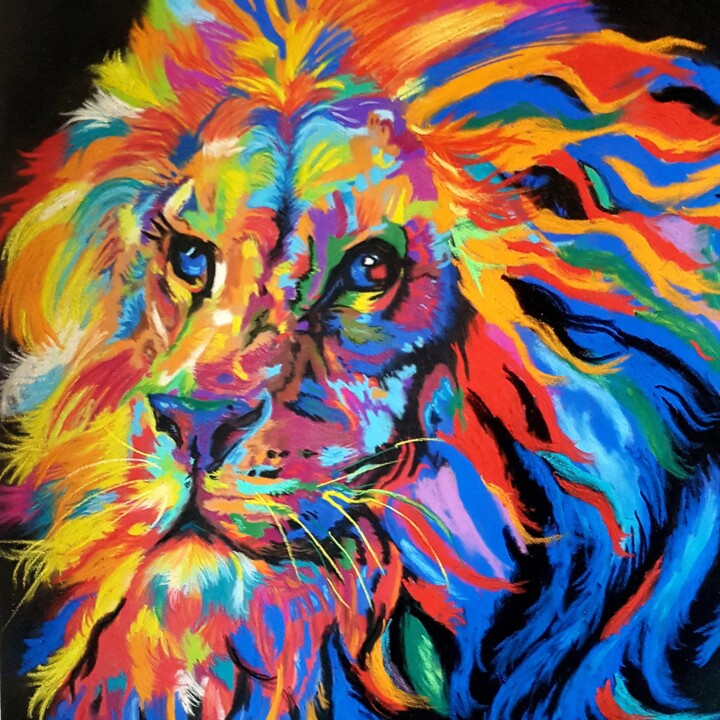 제목이 "LION"인 그림 Lalyart로, 원작, 파스텔