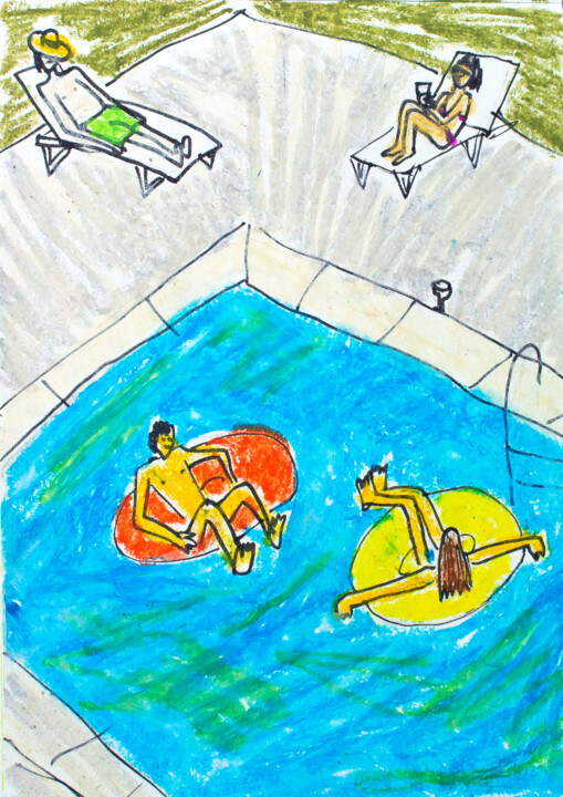 Pool Party Ii, Drawing by Lana Krainova | Artmajeur