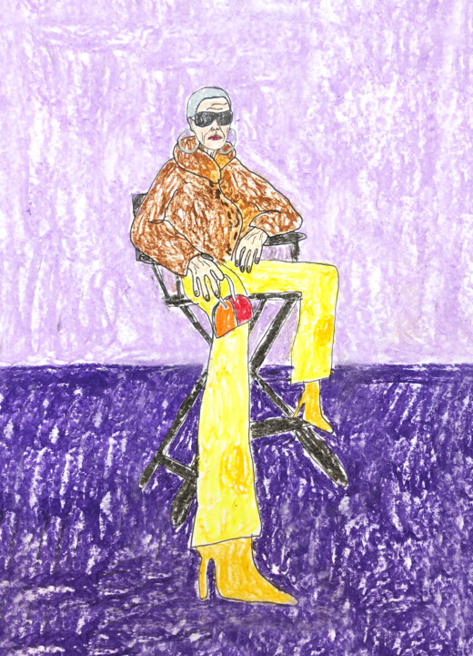 Drawing titled "Yellow pants" by Lana Krainova, Original Artwork, Pastel