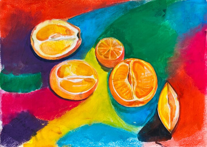 Картина под названием "Oranges in the styl…" - Lana Mur, Подлинное произведение искусства, Пастель