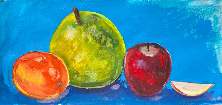Drawing titled "Fruits drawing" by Lana Mur, Original Artwork, Pastel
