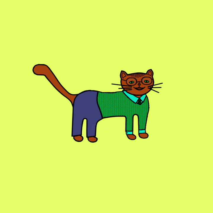 Digitale Kunst getiteld "Cats & Cats #46" door Lana Vereshchagina, Origineel Kunstwerk, 2D Digital Work