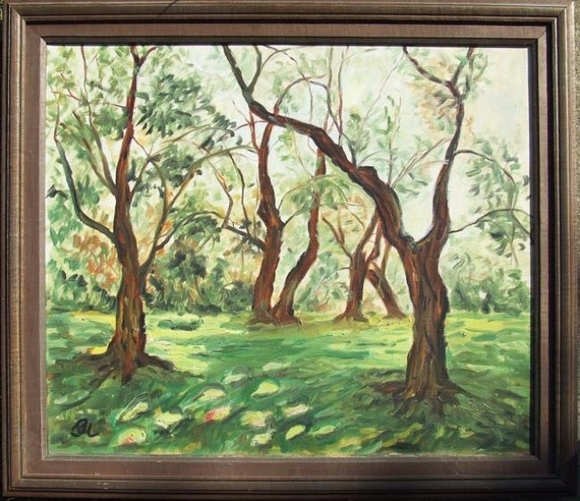 Schilderij getiteld "FOREST" door Landscape Art, Origineel Kunstwerk, Olie