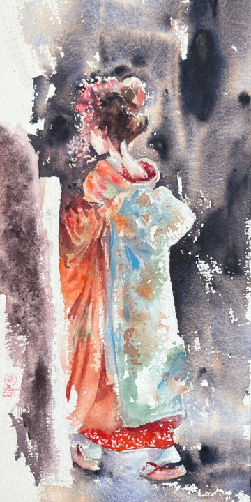 Painting titled "Kyoto#6" by Larissa Rogacheva, Original Artwork, Watercolor
