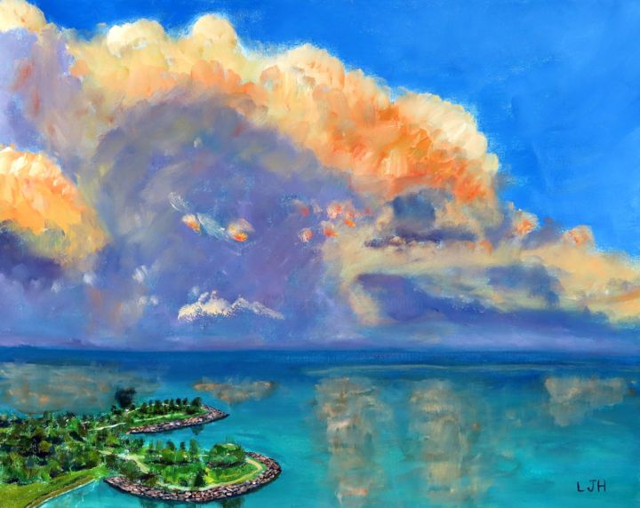 Pittura intitolato "Two Islands Storm" da Herscovitch Larry, Opera d'arte originale, Olio