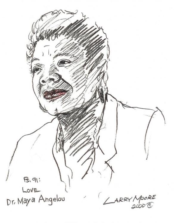Рисунок под названием "Maya Angelou" - Mississippi Artist Larry Moore, Подлинное произведение искусства