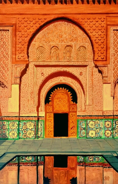 Malerei mit dem Titel "Bab à Marrakech" von Lartmada17, Original-Kunstwerk, Acryl Auf Keilrahmen aus Holz montiert