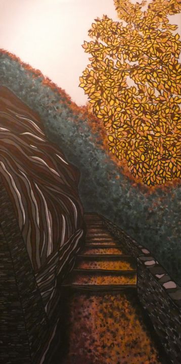 Картина под названием "Ascension" - Sandrine Gato, Подлинное произведение искусства, Акрил Установлен на Деревянная панель