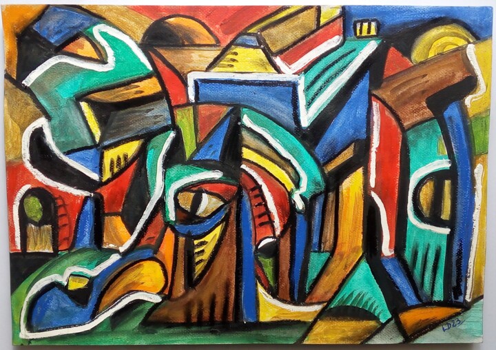 Ζωγραφική με τίτλο "abstraction4" από Laudu, Αυθεντικά έργα τέχνης, Γκουάς