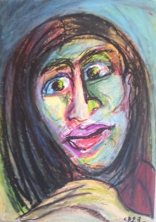 「visage 6」というタイトルの描画 Lauduによって, オリジナルのアートワーク, パステル
