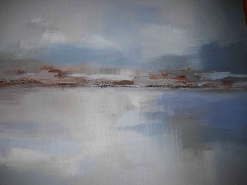 Malarstwo zatytułowany „14-paesaggio-lago-5…” autorstwa Laura Pasquetti, Oryginalna praca, Akryl