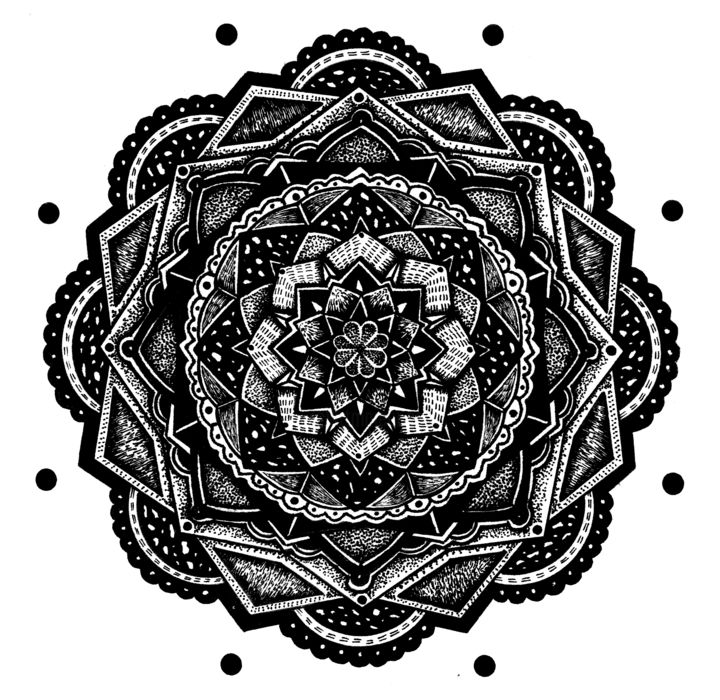 Рисунок под названием "Mandala" - Fresh Milk, Подлинное произведение искусства, Чернила