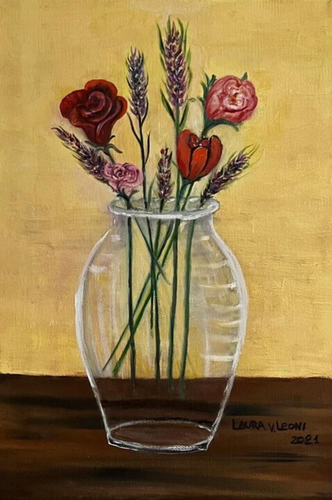 Painting titled "Vase" by Laura Vila Leoni, Original Artwork, Oil