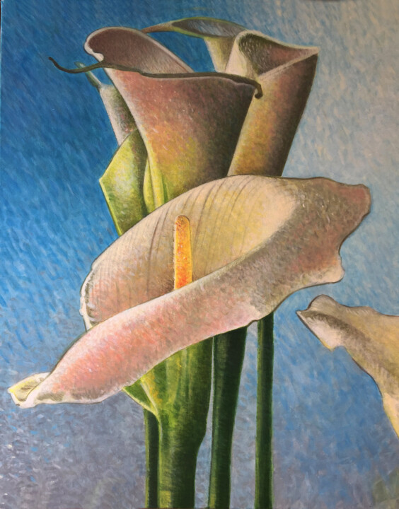 Painting titled "Calla" by Lauragreenart, Original Artwork, Acrylic Mounted on Wood Stretcher frame