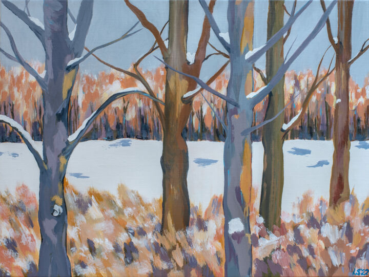 Peinture intitulée "Snowy Trees VI" par Laura K Smith Paintings, Œuvre d'art originale, Acrylique Monté sur Châssis en bois