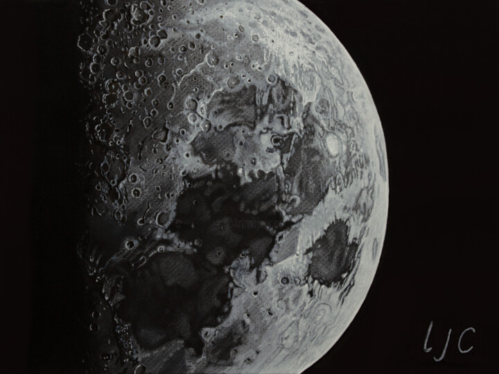 Desenho intitulada "LUNE" por Laurence Coindre, Obras de arte originais, Acrílico Montado em artwork_cat.