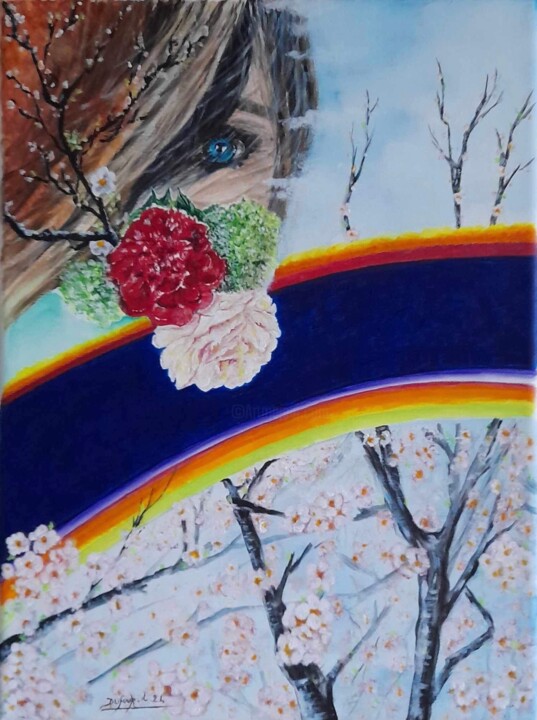 Schilderij getiteld "Au printemps" door Laurence Dufour, Origineel Kunstwerk, Acryl