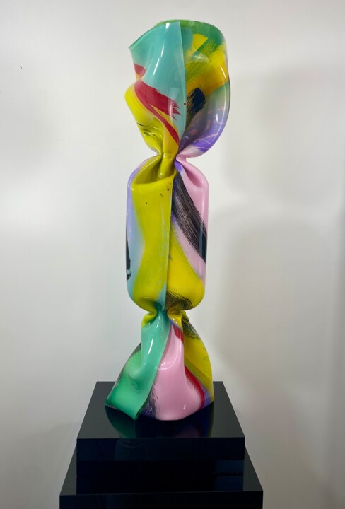 Sculpture intitulée "Wrapping Bonbon Tra…" par Laurence Jenk, Œuvre d'art originale, Plastique