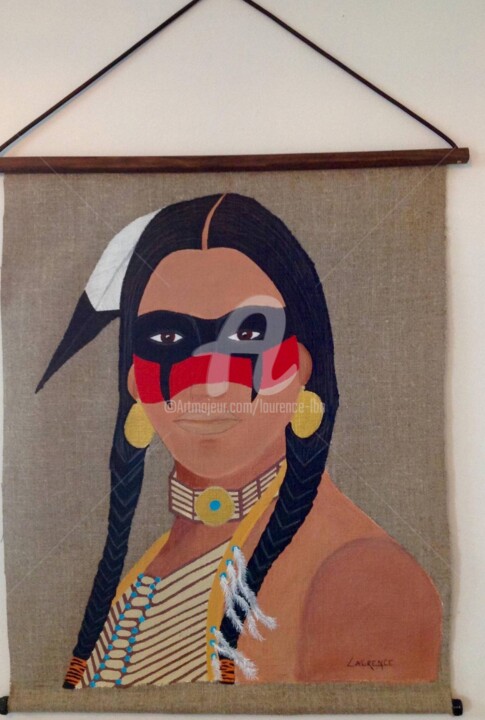 Peinture intitulée "Cheyenne - NUAGE DA…" par Laurence Lbn, Œuvre d'art originale, Acrylique Monté sur Autre panneau rigide