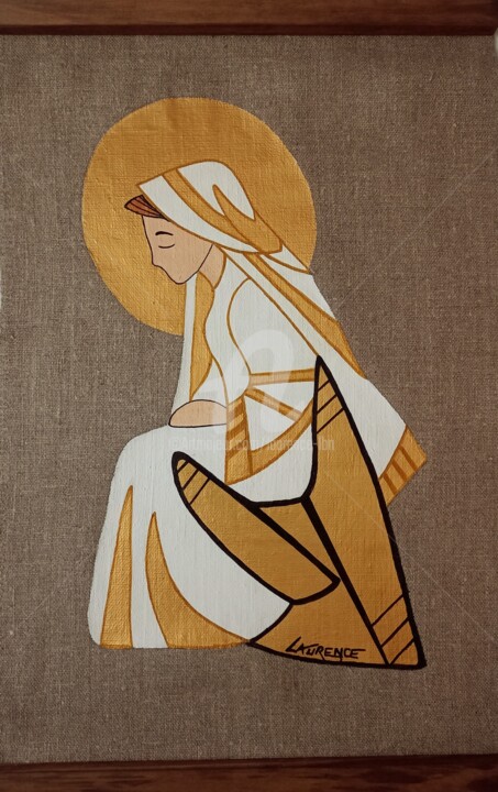 Peinture intitulée "Vierge assise" par Laurence Lbn, Œuvre d'art originale, Acrylique