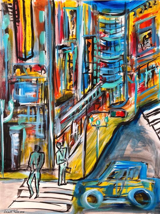 Pintura titulada "New York" por Laurent Folco, Obra de arte original, Acrílico