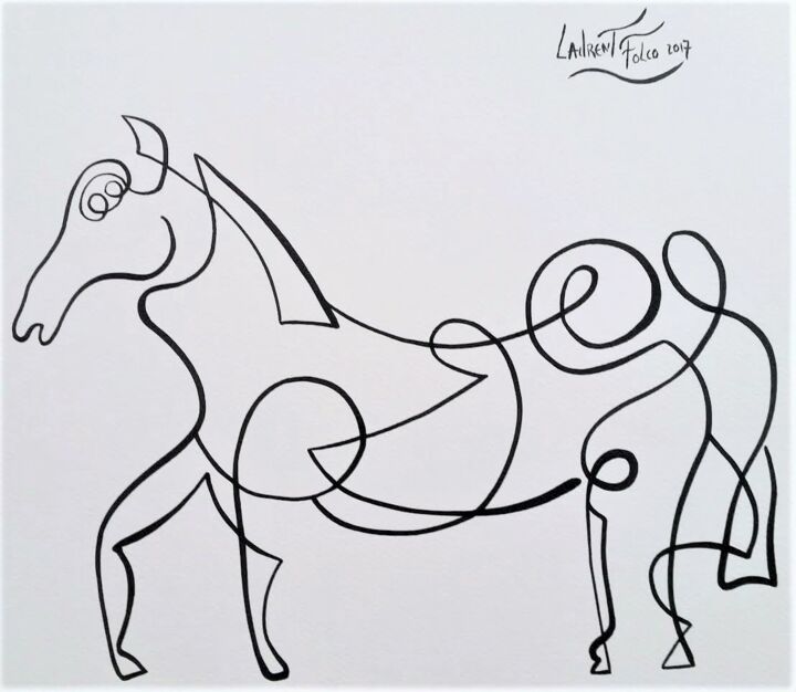 Pittura intitolato "Horse" da Laurent Folco, Opera d'arte originale, Acrilico
