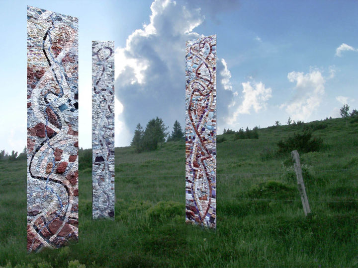 "3 personnages abstr…" başlıklı Heykel Laurent Hunzinger tarafından, Orijinal sanat, Mozaik