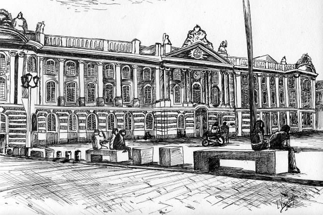 Le Capitole A Toulouse Drawing By Laure Vieusse Artmajeur