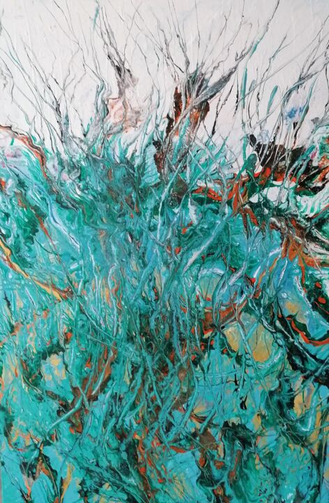 Pintura titulada "Algues en dérive" por Lea Monnier Art, Obra de arte original, Acrílico