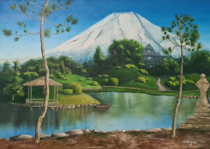 Painting titled "Estudo Paisagem Ori…" by Leandro Andrade, Original Artwork, Oil