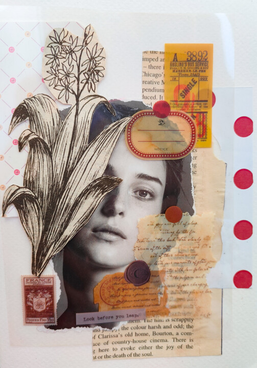 Collages titled "Hyacinth - collage,…" by Leetruka, Original Artwork, Collages