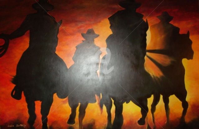 Pittura intitolato "The Four Horsemen" da Lelia, Opera d'arte originale