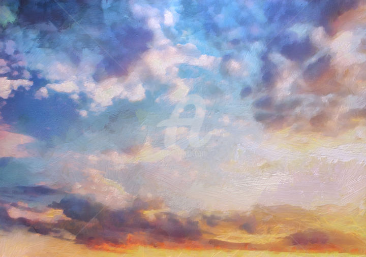 Painting titled "Beautiful Sky" by Lelia, Original Artwork, Acrylic