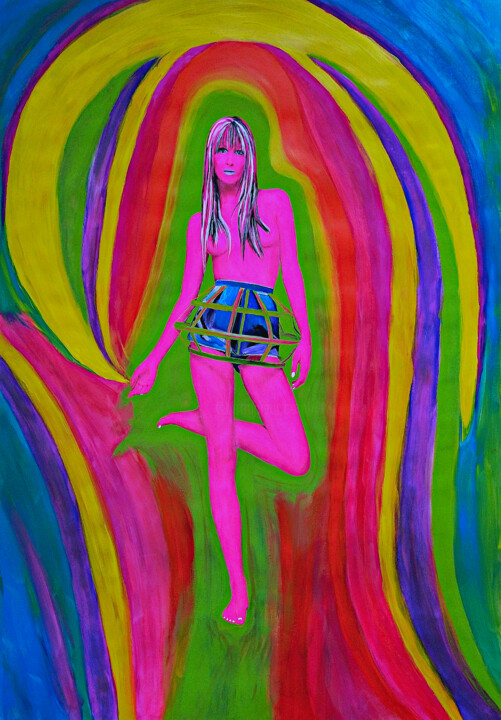 Painting titled "Orion Girl No 7 - R…" by Lena Snow, Original Artwork, Acrylic