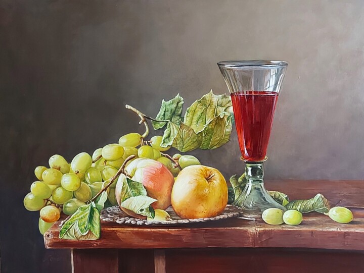 绘画 标题为“Still Life Grape wi…” 由Lenard Kocsis, 原创艺术品, 油