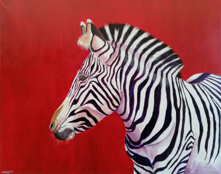 Painting titled "Zebra No. 2 - Serie…" by Lene Daugaard, Original Artwork, Acrylic
