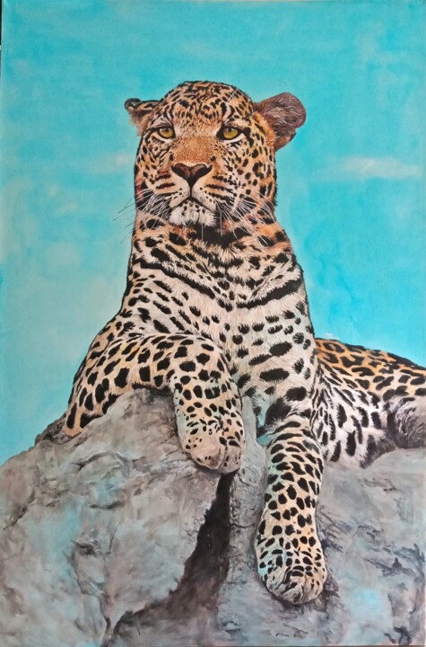 「The Leopard 1」というタイトルの絵画 Leo Budhiによって, オリジナルのアートワーク, アクリル