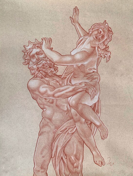 Drawing titled "Étude - enlèvement…" by Léo Vandercruysse, Original Artwork, Pencil