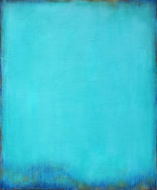 "Teal Blue Abstract…" başlıklı Tablo Leon Grossmann tarafından, Orijinal sanat, Akrilik Ahşap Sedye çerçevesi üzerine monte…