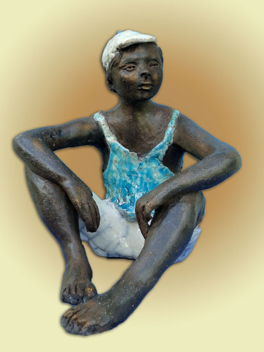 Скульптура под названием "LE CONTEMPLATIF" - Léone Digraci, Подлинное произведение искусства, Керамика