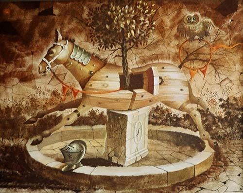 Painting titled "Wooden horse" by Leonid Sergeev, Original Artwork