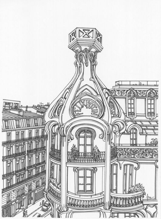 Рисунок под названием "Felix Potin Paris" - Lera Ryazanceva, Подлинное произведение искусства, Гелевая ручка