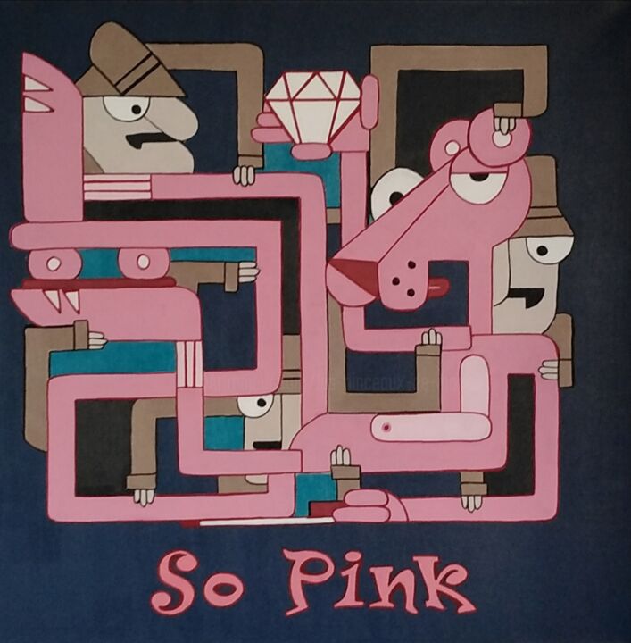Painting titled "So Pink" by Les Pinceaux De Marie, Original Artwork, Acrylic Mounted on Wood Stretcher frame